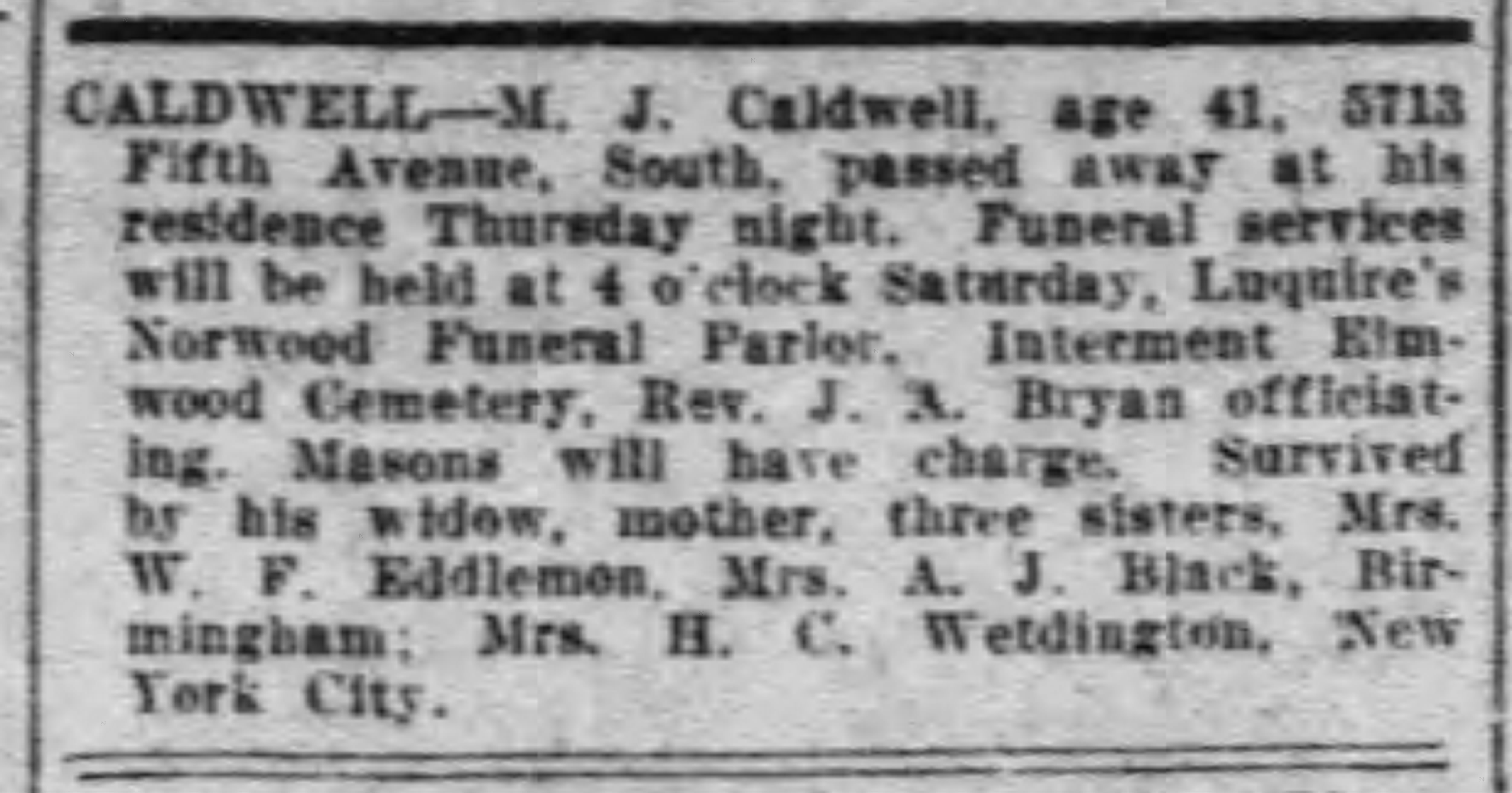 M.J. Caldwell obituary